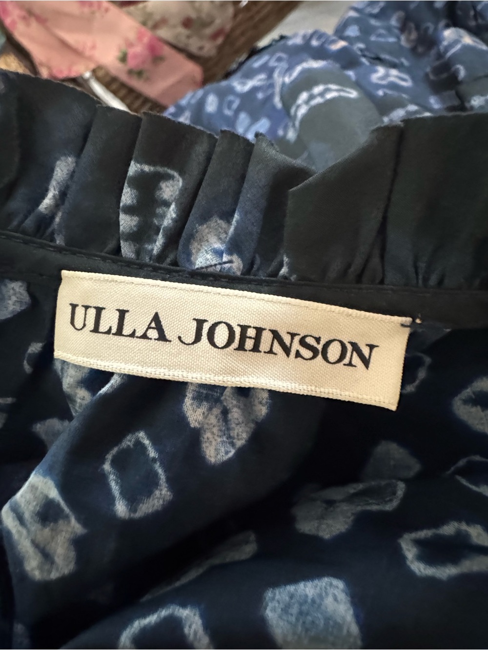 Ulla Johnson Blue Floral Ruffle Midi Dress Size 4 Boho Cotton EUC Cottagecore - Picture 5 of 9